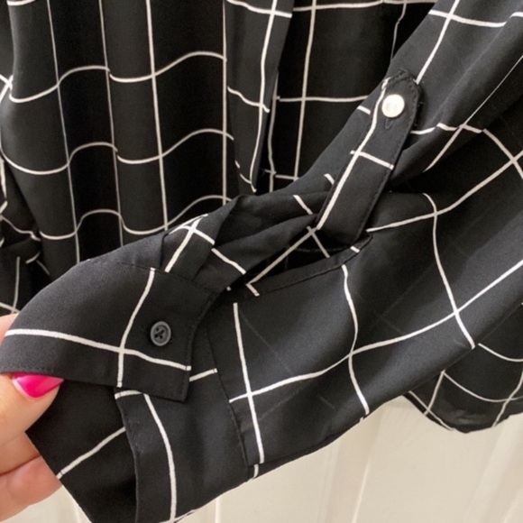 Apt. 9 (petite) PXXL black & white geometric/square button down dress bl… - Picture 4 of 13